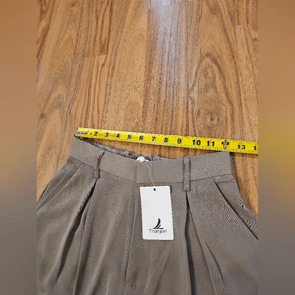 Tronjori Tan Flowy Wide-Leg Pants NWT - Picture 7 of 12